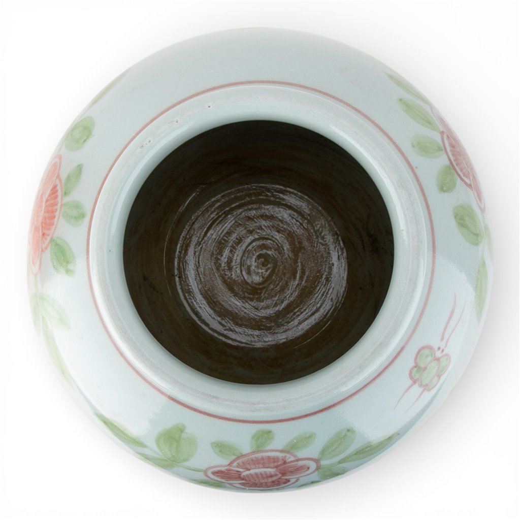 Danny's Fine Porcelain Home Decor Danny's Fine Porcelain Round Moon Vase-Red and Green Bird. Display It Alone Or with Flowers For