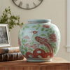 Danny's Fine Porcelain Home Decor Danny's Fine Porcelain Round Moon Vase-Red and Green Bird. Display It Alone Or with Flowers For