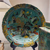 Danny's Fine Porcelain Home Decor Danny's Fine Porcelain Round Platter Teal Green Garden Scene
