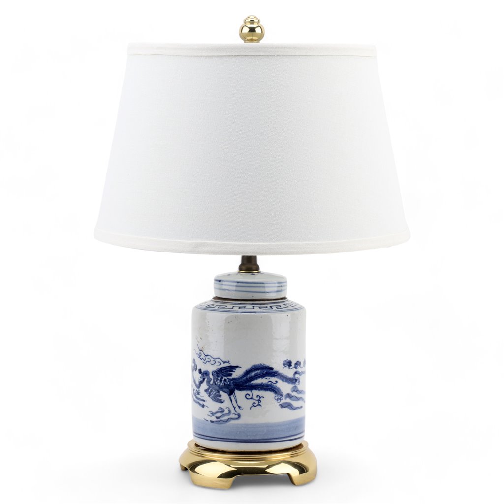Danny's Fine Porcelain Home Decor Danny's Fine Porcelain Round Tea Jar Lamp- Blue & White Kirin - Brass Base