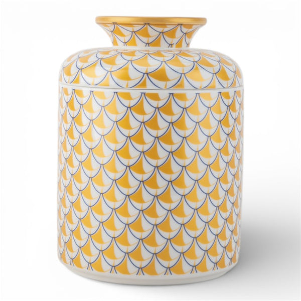 Danny's Fine Porcelain Home Decor Danny's Fine Porcelain Round Tissue Box Matted Gold Fishnet