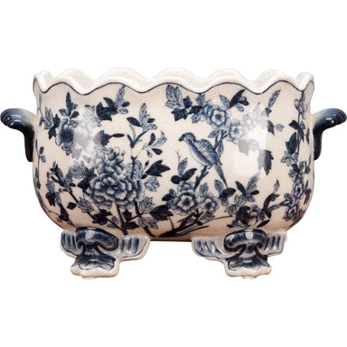 Danny's Fine Porcelain Home Decor Danny's Fine Porcelain Scallop Edge Porcelain Oval Basin -Blue Birds 14166