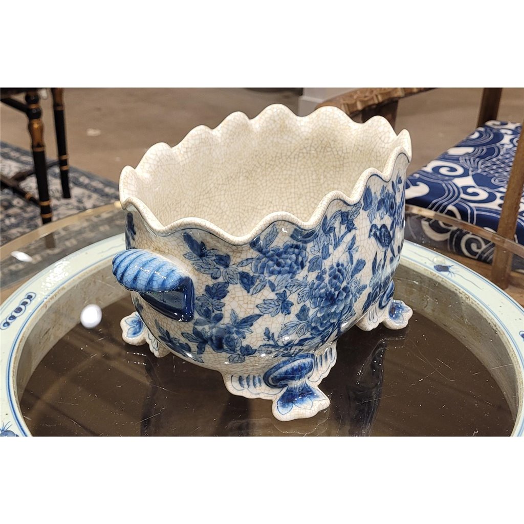 Danny's Fine Porcelain Home Decor Danny's Fine Porcelain Scallop Edge Porcelain Oval Basin -Blue Birds 14166