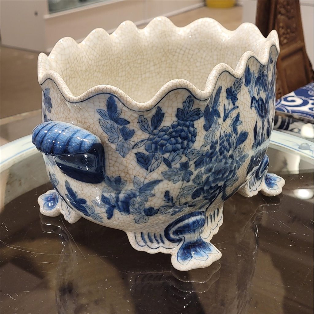 Danny's Fine Porcelain Home Decor Danny's Fine Porcelain Scallop Edge Porcelain Oval Basin -Blue Birds 14166