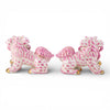 Danny's Fine Porcelain Home Decor Danny's Fine Porcelain Small Pair of Lucky Foo Dog – Pink Fishnet