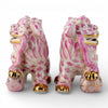 Danny's Fine Porcelain Home Decor Danny's Fine Porcelain Small Pair of Lucky Foo Dog – Pink Fishnet