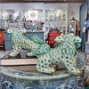 Danny's Fine Porcelain Home Decor Danny's Fine Porcelain Small Pair of Lucky Foo Dog – Teal Fishnet