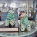 Danny's Fine Porcelain Home Decor Danny's Fine Porcelain Small Pair of Lucky Foo Dog – Teal Fishnet