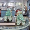 Danny's Fine Porcelain Home Decor Danny's Fine Porcelain Small Pair of Lucky Foo Dog – Teal Fishnet