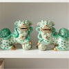 Danny's Fine Porcelain Home Decor Danny's Fine Porcelain Small Pair of Lucky Foo Dog – Teal Fishnet