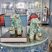 Danny's Fine Porcelain Home Decor Danny's Fine Porcelain Small Pair of Lucky Foo Dog – Teal Fishnet