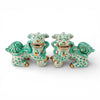 Danny's Fine Porcelain Home Decor Danny's Fine Porcelain Small Pair of Lucky Foo Dog – Teal Fishnet