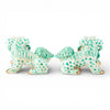 Danny's Fine Porcelain Home Decor Danny's Fine Porcelain Small Pair of Lucky Foo Dog – Teal Fishnet