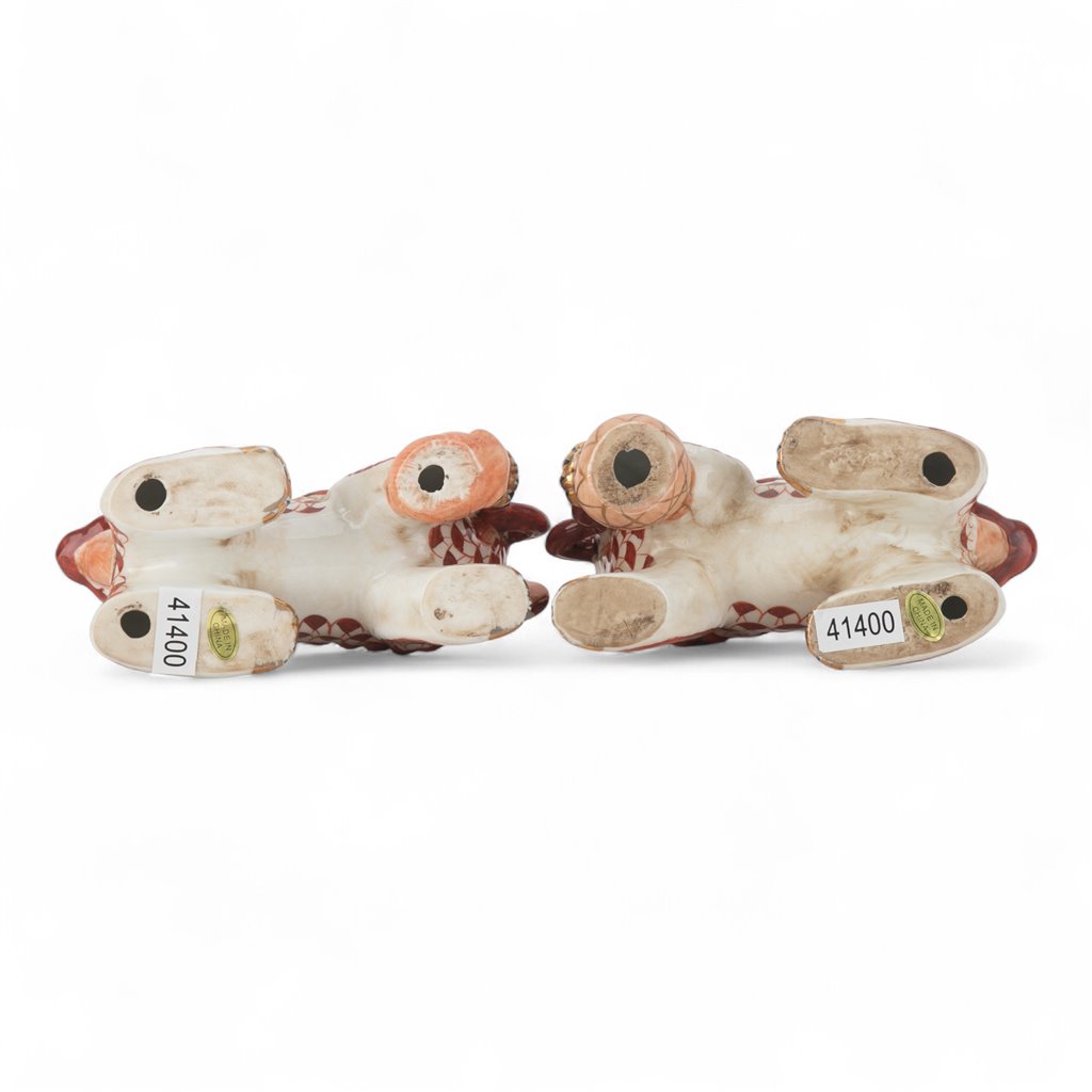 Danny's Fine Porcelain Home Decor Danny's Fine Porcelain Smaller Pair of Lucky Foo Dog-Vermillion Waves