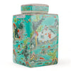 Danny's Fine Porcelain Home Decor Danny's Fine Porcelain Square Lidded Jar Teal Green Scenery 51179