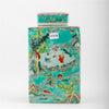 Danny's Fine Porcelain Home Decor Danny's Fine Porcelain Square Lidded Jar Teal Green Scenery 51179