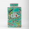 Danny's Fine Porcelain Home Decor Danny's Fine Porcelain Square Lidded Jar Teal Green Scenery 51179
