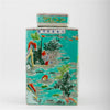 Danny's Fine Porcelain Home Decor Danny's Fine Porcelain Square Lidded Jar Teal Green Scenery 51179
