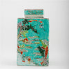 Danny's Fine Porcelain Home Decor Danny's Fine Porcelain Square Lidded Jar Teal Green Scenery 51179