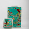 Danny's Fine Porcelain Home Decor Danny's Fine Porcelain Square Lidded Jar Teal Green Scenery 51179