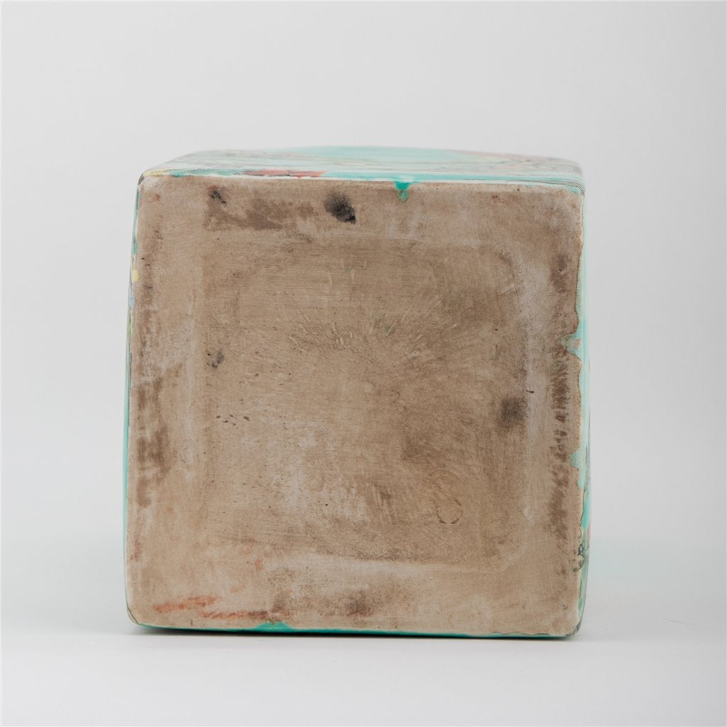 Danny's Fine Porcelain Home Decor Danny's Fine Porcelain Square Lidded Jar Teal Green Scenery 51179