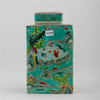 Danny's Fine Porcelain Home Decor Danny's Fine Porcelain Square Lidded Jar Teal Green Scenery 51179