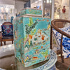 Danny's Fine Porcelain Home Decor Danny's Fine Porcelain Square Lidded Jar Teal Green Scenery 51179
