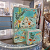 Danny's Fine Porcelain Home Decor Danny's Fine Porcelain Square Lidded Jar Teal Green Scenery 51179