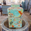 Danny's Fine Porcelain Home Decor Danny's Fine Porcelain Square Lidded Jar Teal Green Scenery 51179