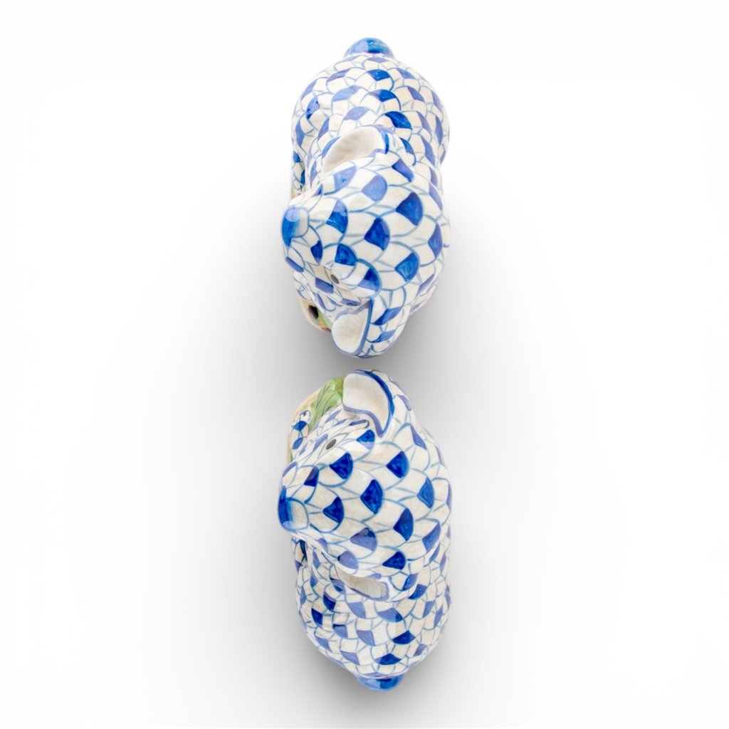 Danny's Fine Porcelain Home Decor Danny's Fine Porcelain Staffordshire Bunny Hares – Blue Fishnet (Pair)