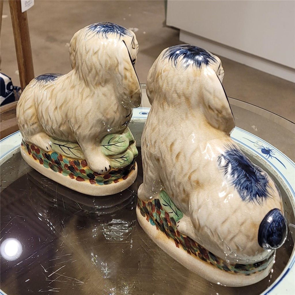 Danny's Fine Porcelain Home Decor Danny's Fine Porcelain Staffordshire Bunny Hares- Blue - Pair