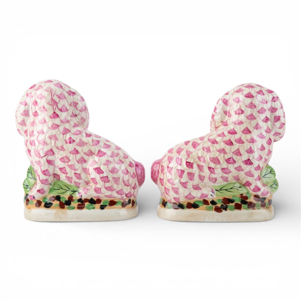 Danny's Fine Porcelain Home Decor Danny's Fine Porcelain Staffordshire Bunny Hares – Pink Fishnet (Pair)
