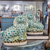 Danny's Fine Porcelain Home Decor Danny's Fine Porcelain Staffordshire Bunny Hares – Teal Fishnet (Pair)