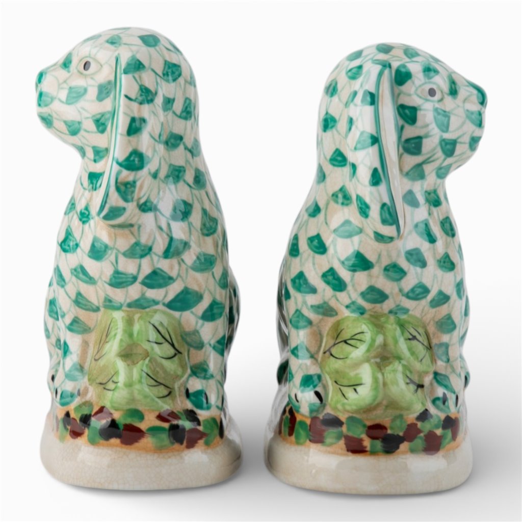 Danny's Fine Porcelain Home Decor Danny's Fine Porcelain Staffordshire Bunny Hares – Teal Fishnet (Pair)