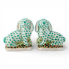 Danny's Fine Porcelain Home Decor Danny's Fine Porcelain Staffordshire Bunny Hares – Teal Fishnet (Pair)
