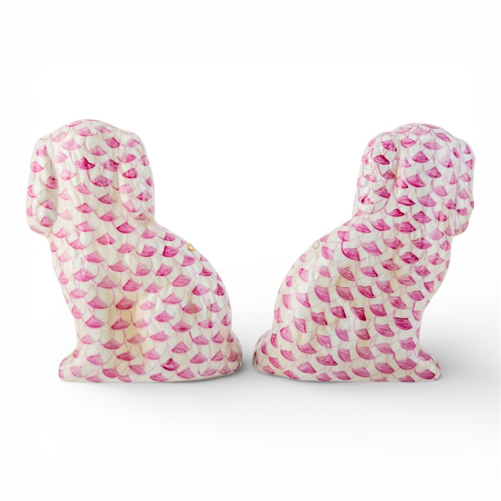 Danny's Fine Porcelain Home Decor Danny's Fine Porcelain Staffordshire Dogs – Pink Fishnet (Special Edition)