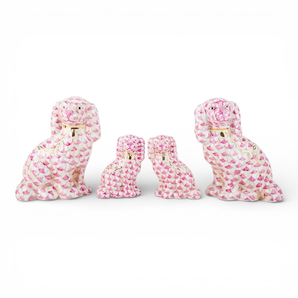 Danny's Fine Porcelain Home Decor Danny's Fine Porcelain Staffordshire Dogs – Pink Fishnet (Special Edition)