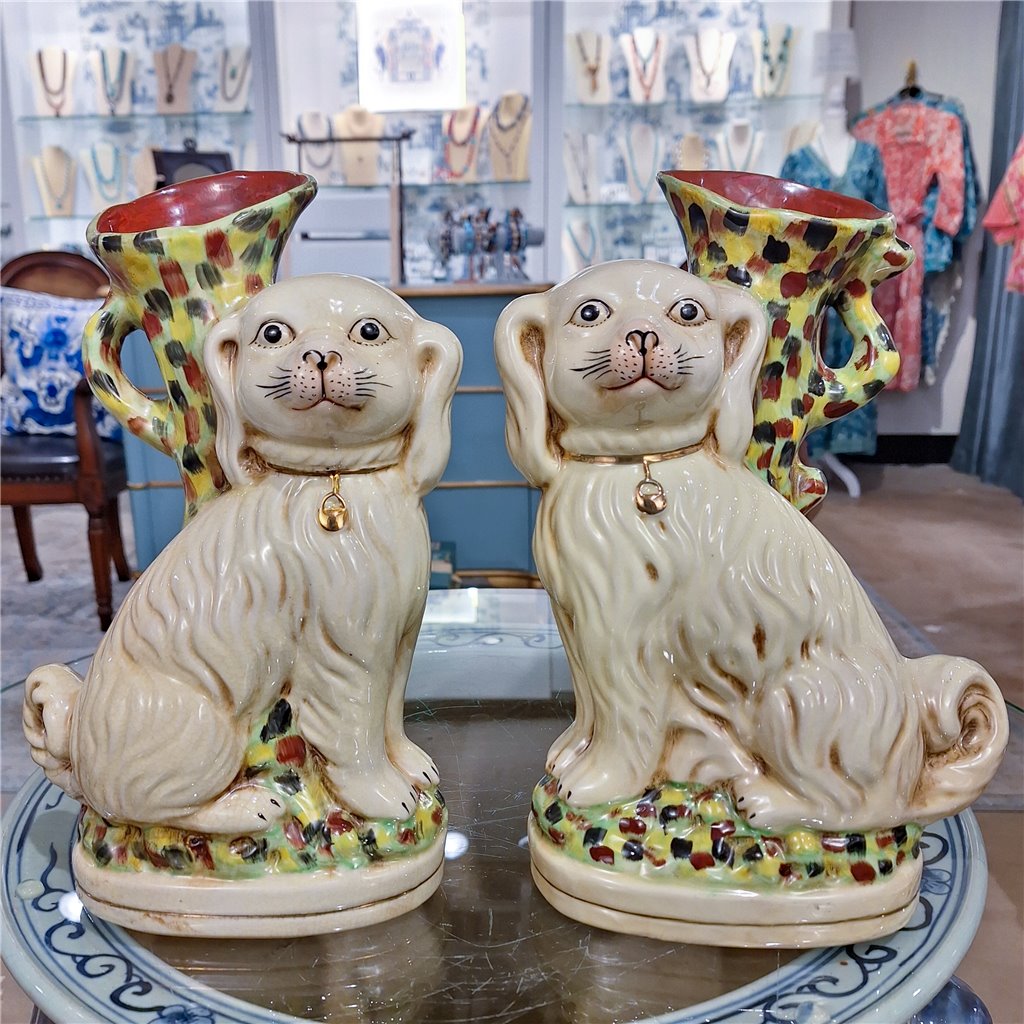 Danny's Fine Porcelain Home Decor Danny's Fine Porcelain Staffordshire Dogs Repro Pitcher-Pair 41190
