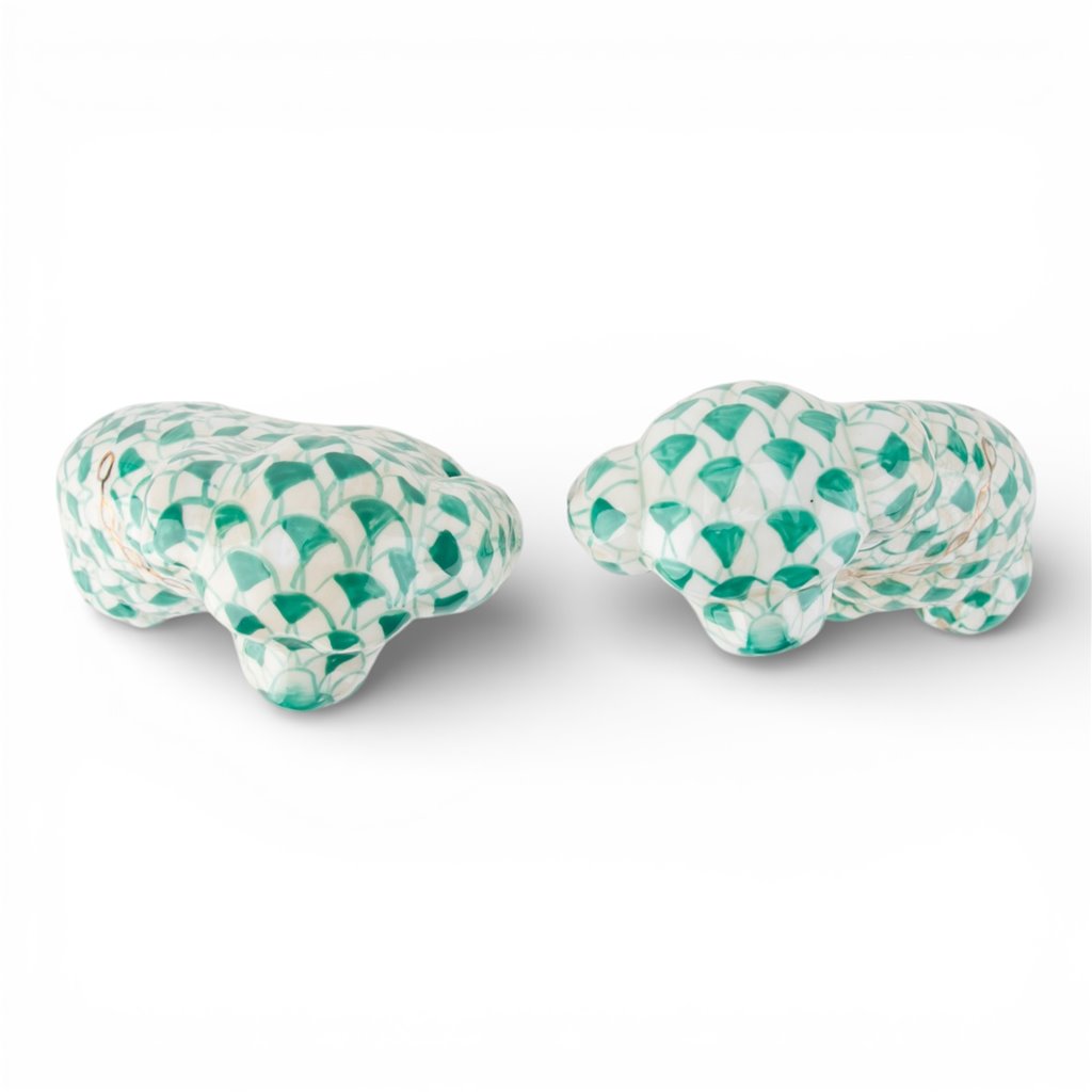 Danny's Fine Porcelain Home Decor Danny's Fine Porcelain Staffordshire Dogs – Teal Fishnet (Special Edition)