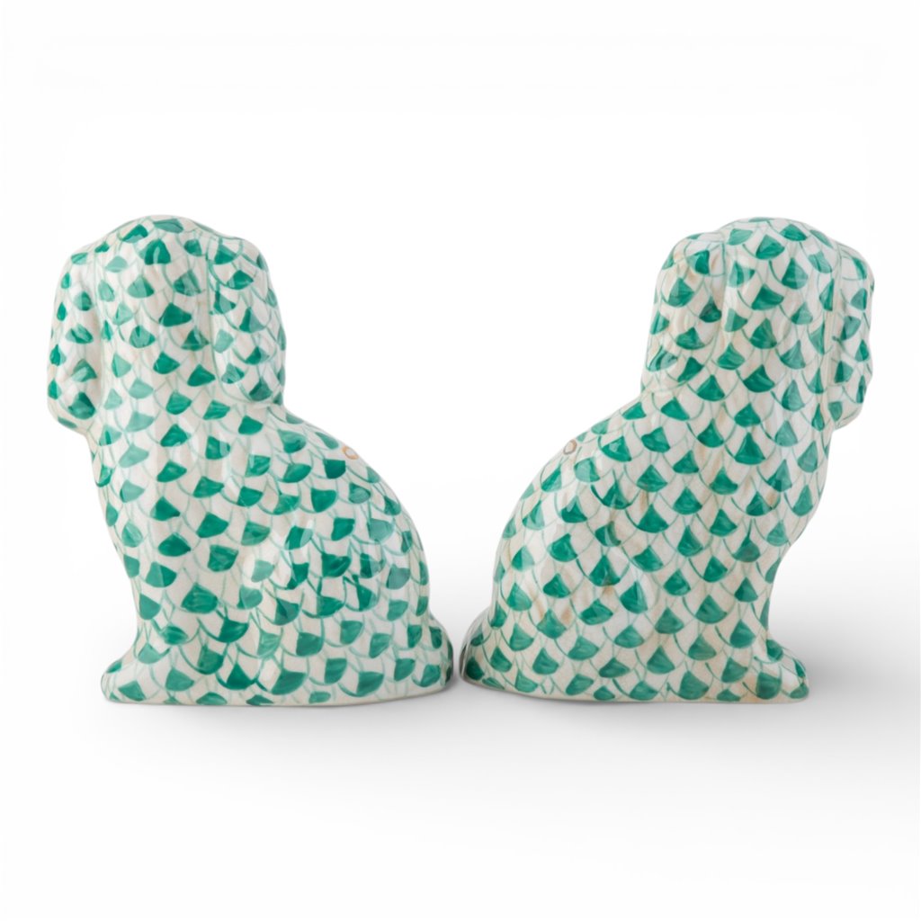 Danny's Fine Porcelain Home Decor Danny's Fine Porcelain Staffordshire Dogs – Teal Fishnet (Special Edition)