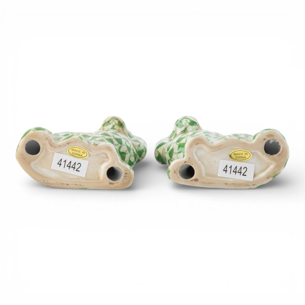 Danny's Fine Porcelain Home Decor Danny's Fine Porcelain Staffordshire Small Dog - Green Fishnet (Min 2 Pairs)