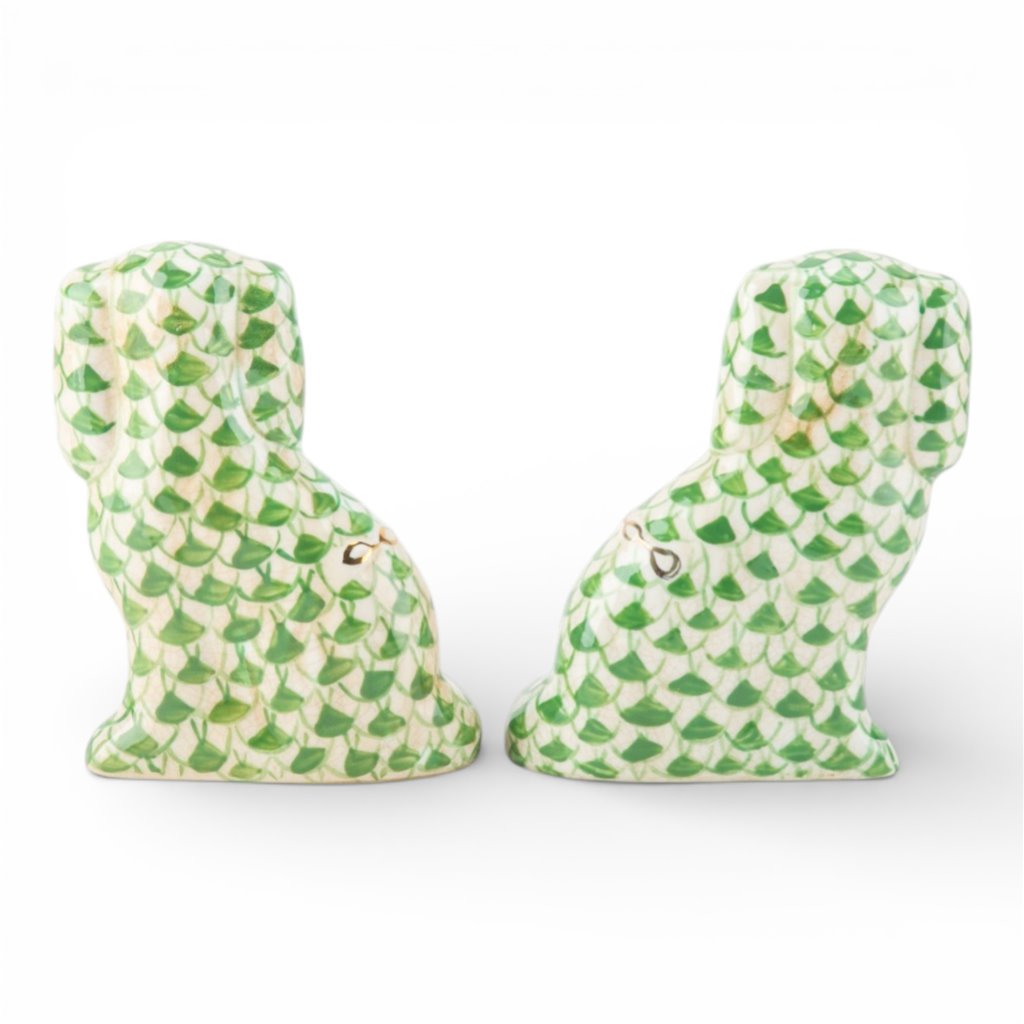 Danny's Fine Porcelain Home Decor Danny's Fine Porcelain Staffordshire Small Dog - Green Fishnet (Min 2 Pairs)