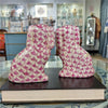 Danny's Fine Porcelain Home Decor Danny's Fine Porcelain Staffordshire Small Dog - Pink Fishnet (Min 2 Pairs)