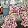 Danny's Fine Porcelain Home Decor Danny's Fine Porcelain Staffordshire Small Dog - Pink Fishnet (Min 2 Pairs)