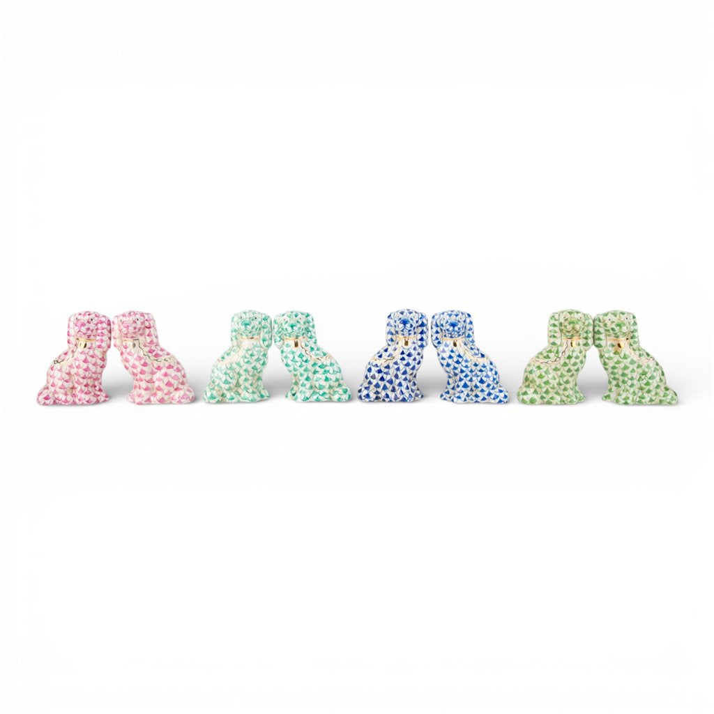 Danny's Fine Porcelain Home Decor Danny's Fine Porcelain Staffordshire Small Dog - Pink Fishnet (Min 2 Pairs)