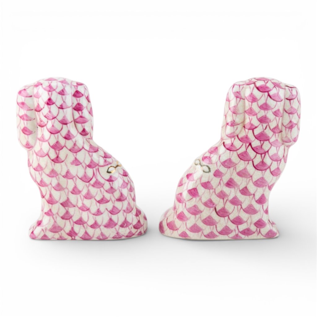Danny's Fine Porcelain Home Decor Danny's Fine Porcelain Staffordshire Small Dog - Pink Fishnet (Min 2 Pairs)
