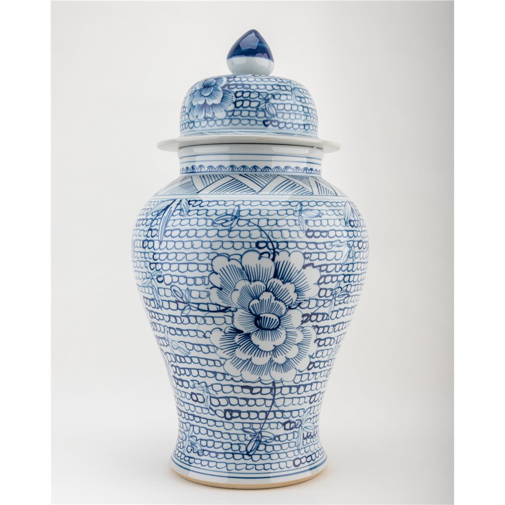 Danny's Fine Porcelain Home Decor Danny's Fine Porcelain Temple Jar Blue And White Flower 51114