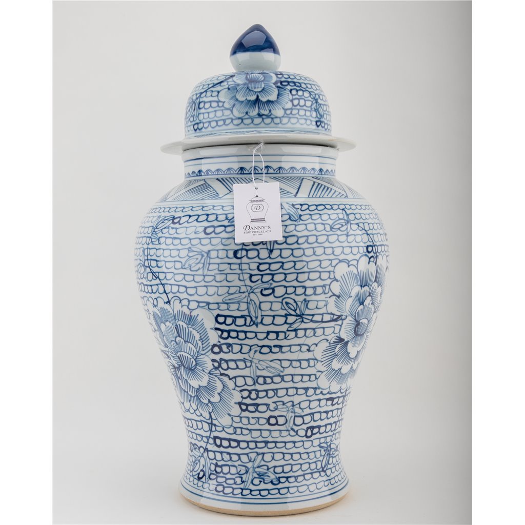 Danny's Fine Porcelain Home Decor Danny's Fine Porcelain Temple Jar Blue And White Flower 51114