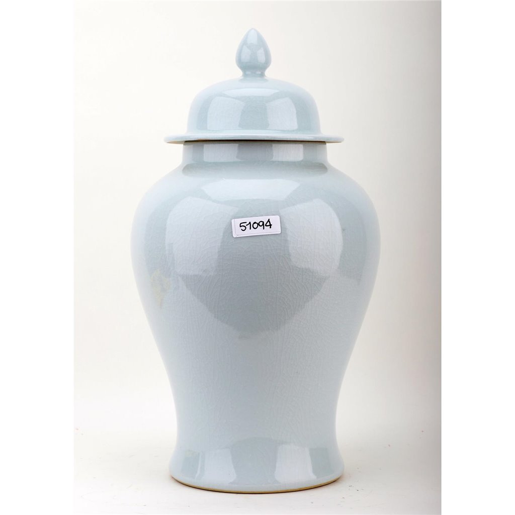 Danny's Fine Porcelain Home Decor Danny's Fine Porcelain Temple Jar - Light Blue Tint Crackle