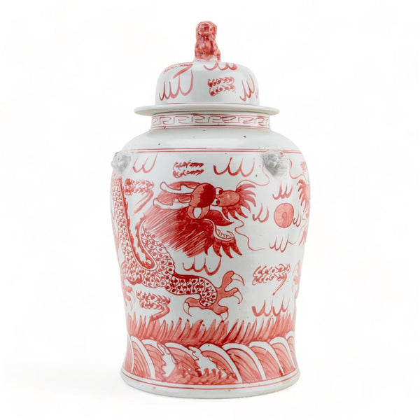 Danny's Fine Porcelain Home Decor Danny's Fine Porcelain Temple Jar Light Red Dragon 51125